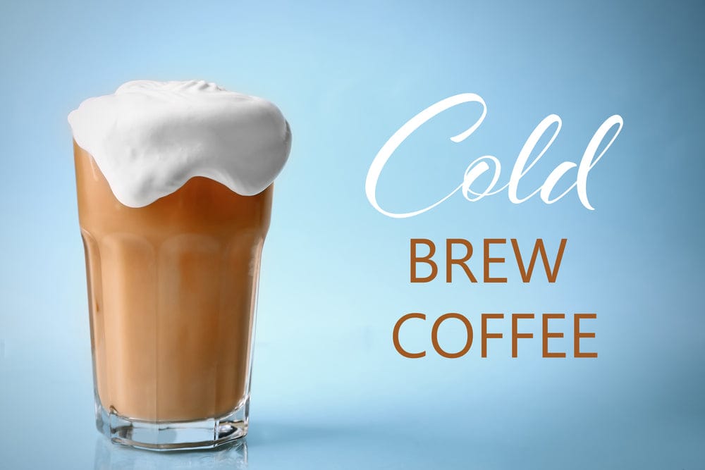 Photo of Cold Brew Coffee on a blue background.